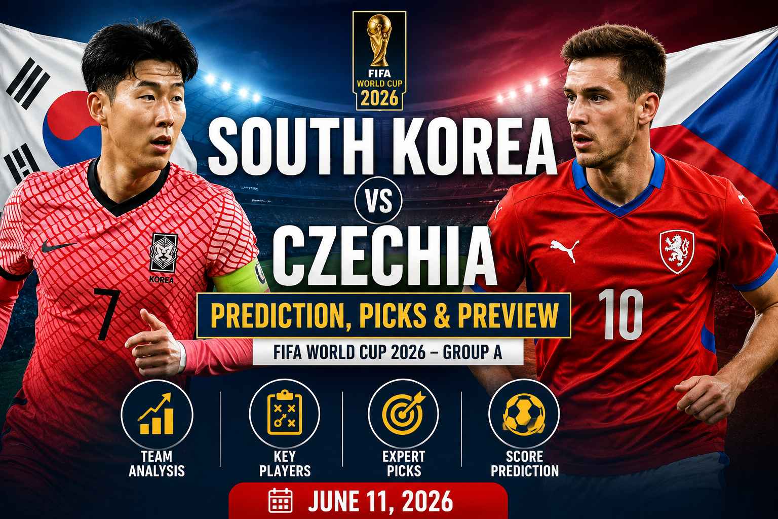 South Korea vs Czechia FIFA World Cup 2026 Group A prediction June 11